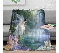 RJAVAGFZL 3D Printed fairy in forest Bed Blanket Microfiber Soft Cosy Bedding Warm whimsical fantasy art Soft Throw for Colleagues Mentors Office Workers 60x80inch(150x200cm)