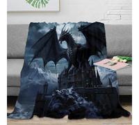 RJAVAGFZL 3D Printed fantasy dragon Nap Blanket Microfiber Warm Soft Bedding Lightweight dark medieval fantasy Thermal Blanket Breathable Thermal Insulating for Adults Teens Kids 80×90inch(200x230cm)