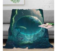 RJAVAGFZL 3D Printed Fantasy planet Cozy Throw Blanket Microfiber Warm Soft Bedding Cosy Sci-fi cosmic landscape Bed Blanket Anti Static No Shedding for Men Women Couples 60x80inch(150x200cm)