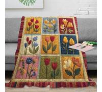 RJAVAGFZL 3D Printed Floral quilt design Soft Throw Microfiber Ultra Soft Bedding Warm Thermal Handmade patchwork Bed Throw Machine Washable No Shedding for Kids Adults Renters 40x50inch(100x130cm)