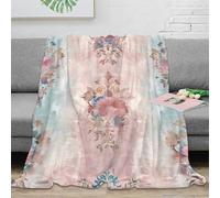 RJAVAGFZL 3D Printed FloralWallpaper Travel Blanket Microfiber Soft Cosy Bedding Warm VintageRetroStyle 1 Fluffy Blanket Machine Washable No Shedding for Couples Families Guests 70×80inch(180x200cm)