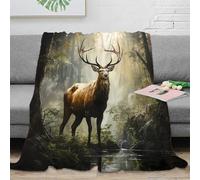 RJAVAGFZL 3D Printed Forest deer majestic Bedding Blanket Microfiber Warm Cosy Bedding Soft Wild animal art Cosy Throw Heartfelt Gift for Colleagues Mentors Loved Ones 50x60inch(127x152cm)