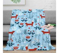 RJAVAGFZL 3D Printed Fox pattern Home Blanket Warm Cosy Bedding Soft Scandinavian folk art Lounge Throw Wrinkle Resistant Non Pilling for Campers Travellers Students Young Adults 80×90inch(200x230cm)