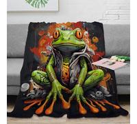 RJAVAGFZL 3D Printed Frog with goggles Living Room Throw Soft Warm Bedding Cosy urban graffiti art All Season Blanket Machine Washable No Shedding for Travellers Campers Families 40x50inch(100x130cm)