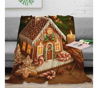 RJAVAGFZL 3D Printed Gingerbread house Fluffy Blanket Microfiber Ultra Soft Warm Bedding Christmas festive Blanket Premium Gift for Birthday Anniversary Holiday Celebrations 60x80inch(150x200cm)