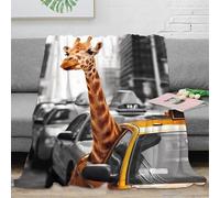 RJAVAGFZL 3D Printed Giraffe urban scene Sofa Throw Microfiber Warm Soft Bedding Lightweight Surreal city art Warm Blanket Breathable All Season for Homeowners Renters Adults 40x50inch(100x130cm)