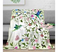 RJAVAGFZL 3D Printed Hummingbirds Living Room Throw Microfiber Warm Cosy Bedding Soft Floral Art Couch Blanket Anti Static Fade Resistant for Adults Couples Households 40x50inch(100x130cm)
