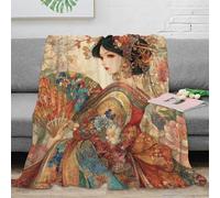 RJAVAGFZL 3D Printed Japanese beauty Fluffy Blanket Microfiber Ultra Soft Warm Bedding traditional art Blanket Premium Gift for Birthday Anniversary Holiday Celebrations 60x80inch(150x200cm)