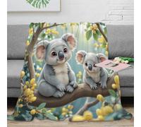 RJAVAGFZL 3D Printed koala baby Couch Blanket Microfiber Ultra Soft Warm Bedding Cartoon animal Cozy Throw Blanket Wrinkle Resistant Anti Static for Adults Kids Families 40x50inch(100x130cm)
