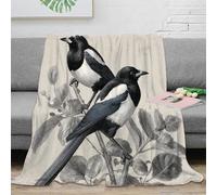 RJAVAGFZL 3D Printed Magpie birds Bedding Throw Microfiber Ultra Soft Warm Bedding Vintage ornithology Bedding Blanket Compact Portable for Adults Teens Guests Families 50x60inch(127x152cm)