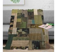 RJAVAGFZL 3D Printed military- patchwork Couch Blanket Microfiber Warm Soft Bedding Cosy textile design Living Room Throw Anti Static Wrinkle Free for Families Households Guests 50x60inch(127x152cm)