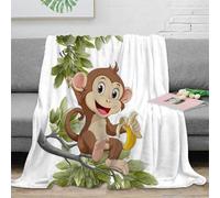RJAVAGFZL 3D Printed monkey eating All Season Blanket Microfiber Warm Soft Bedding Lightweight cartoon animal Sofa Throw Compact Portable for Travellers Campers Families 70×80inch(180x200cm)