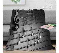 RJAVAGFZL 3D Printed Musical notes Bed Throw Microfiber Warm Soft Bedding Durable Modern music design Fluffy Blanket Breathable All Season for Homeowners Renters Adults 80×90inch(200x230cm)