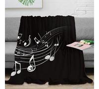 RJAVAGFZL 3D Printed Musical notes flow Blanket Microfiber Soft Warm Bedding Breathable Abstract music design Cosy Throw Premium Gift for Wedding Anniversary Newlyweds Couples 70×80inch(180x200cm)