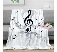 RJAVAGFZL 3D Printed musical notes Fluffy Blanket Microfiber Ultra Soft Warm Bedding black and Throw Blanket Wrinkle Resistant Machine Washable for Campers Travellers Families 80×90inch(200x230cm)