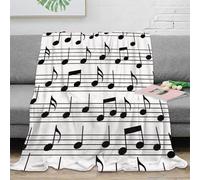 RJAVAGFZL 3D Printed musical notes Sofa Throw Warm Cosy Bedding Soft black and white sheet music Couch Blanket Machine Washable No Shedding for Students Teens Gamers Movie Nights 70×80inch(180x200cm)