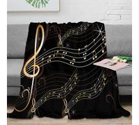 RJAVAGFZL 3D Printed Musical notes Soft Throw Microfiber Soft Cosy Bedding Warm Golden sheet music Thermal Blanket Thoughtful Gift for Christmas Thanksgiving 70×80inch(180x200cm)
