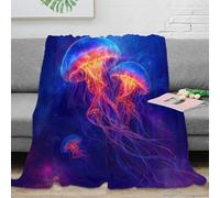 RJAVAGFZL 3D Printed neon jellyfish Thermal Blanket Microfiber Soft Cosy Bedding Warm fantasy space art Home Blanket Compact Portable for Students Campers Travellers Young Adults 40x50inch(100x130cm)