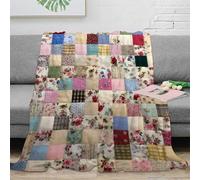 RJAVAGFZL 3D Printed Patchwork quilt Soft Throw Microfiber Ultra Soft Warm Bedding Vintage floral design Bed Throw Premium Gift for Wedding Anniversary Couples Newlyweds 70×80inch(180x200cm)