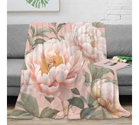 RJAVAGFZL 3D Printed peony flower Cozy Throw Blanket Microfiber Warm Soft Bedding Cosy botanical art Bed Blanket Anti Static No Shedding for Men Women Couples 70×80inch(180x200cm)