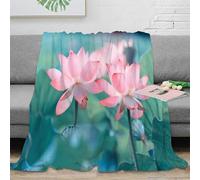 RJAVAGFZL 3D Printed Pink lotus bloom Thermal Blanket Microfiber Warm Thermal Bedding Soft Nature serene Nap Blanket Lightweight for Office Workers Students Teens Young Adults 60x80inch(150x200cm)