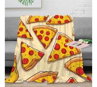 RJAVAGFZL 3D Printed pizza slices Travel Blanket Microfiber Warm Soft Bedding Breathable cartoon food illustration Home Blanket Lightweight All Season for Kids Adults Families 70×80inch(180x200cm)