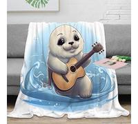 RJAVAGFZL 3D Printed playing guitar Soft Throw Microfiber Soft Cosy Bedding Warm cartoon animal Travel Blanket for Travellers Campers Adventure Lovers 50x60inch(127x152cm)