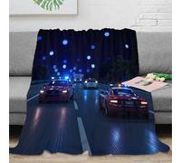 RJAVAGFZL 3D Printed police car lights Sofa Throw Microfiber Warm Soft Bedding Lightweight night emergency scene Warm Blanket Breathable All Season for Homeowners Renters Adults 70×80inch(180x200cm)