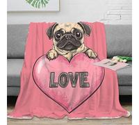 RJAVAGFZL 3D Printed Pug puppy Cozy Throw Blanket Microfiber Warm Soft Bedding Cosy Cartoon cute design Bed Blanket Anti Static No Shedding for Dorm Dwellers University Students 80×90inch(200x230cm)
