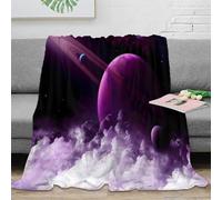 RJAVAGFZL 3D Printed Purple planet Cozy Throw Blanket Microfiber Warm Soft Bedding Cosy space fantasy art Bed Blanket Anti Static No Shedding for Men Women Couples 60x80inch(150x200cm)