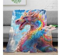 RJAVAGFZL 3D Printed Rainbow dragon Warm Blanket Microfiber Warm Thermal Bedding Soft Fantasy mythical creature Travel Blanket Compact Portable for Adults Teens Guests Families 40x50inch(100x130cm)