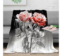 RJAVAGFZL 3D Printed Red roses art Cozy Throw Blanket Microfiber Warm Soft Bedding Cosy Digital painting Bed Blanket Anti Static No Shedding for Men Women Couples 80×90inch(200x230cm)