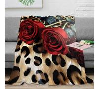 RJAVAGFZL 3D Printed Red roses Bed Blanket Microfiber Ultra Soft Warm Bedding Botanical floral design Sofa Throw Anti Static No Shedding for Teens Young Adults Apartment Renters 40x50inch(100x130cm)