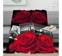 RJAVAGFZL 3D Printed Red roses Blanket Microfiber Soft Warm Bedding Durable Romantic floral design 1 Cosy Throw Machine Washable No Shedding for Couples Families Guests 70×80inch(180x200cm)
