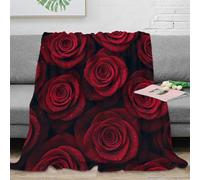 RJAVAGFZL 3D Printed Red roses Home Blanket Microfiber Warm Cosy Bedding Soft Romantic floral design Lounge Throw Wrinkle Resistant Non Pilling for Men Women Kids Households 80×90inch(200x230cm)