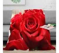 RJAVAGFZL 3D Printed RedRosesBloom Cozy Throw Blanket Microfiber Warm Soft Bedding Cosy FloralArtStyle Bed Blanket Anti Static No Shedding for Dorm Dwellers University Students 70×80inch(180x200cm)