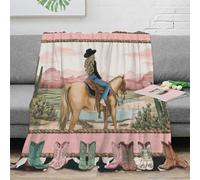 RJAVAGFZL 3D Printed riding horse Cozy Throw Blanket Microfiber Soft Warm Bedding Western desert Thermal Blanket Breathable for Young Adults Renters Apartment Dwellers 50x60inch(127x152cm)