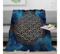 RJAVAGFZL 3D Printed Sacred geometry Blanket Microfiber Soft Warm Bedding Durable spiritual art Cosy Throw Premium Gift for Parents Grandparents Family Members 50x60inch(127x152cm)