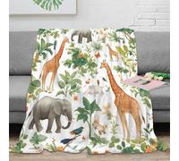RJAVAGFZL 3D Printed Safari animals Warm Blanket Microfiber Warm Thermal Bedding Soft Cartoon jungle design Travel Blanket Compact Portable for Adults Teens Guests Families 40x50inch(100x130cm)