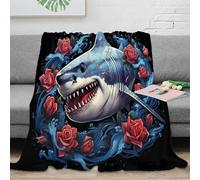 RJAVAGFZL 3D Printed Shark tattoo design Warm Blanket Microfiber Ultra Soft Thermal Bedding Ocean rose art Cosy Throw Lightweight All Season for Homeowners Renters Adults Kids 50x60inch(127x152cm)