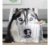 RJAVAGFZL 3D Printed Siberian Husky Blanket Microfiber Soft Warm Bedding Breathable Wild Animal Cosy Throw Premium Gift for Wedding Anniversary Newlyweds Couples 50x60inch(127x152cm)