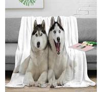 RJAVAGFZL 3D Printed Siberian Husky Travel Blanket Microfiber Warm Soft Bedding Breathable Adorable Pet Companion Home Blanket for Holiday Celebrations Birthday Anniversary 80×90inch(200x230cm)