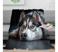 RJAVAGFZL 3D Printed Siberian Husky Warm Blanket Microfiber Warm Thermal Bedding Soft Canine portrait Nap Blanket for Office Workers Colleagues Mentors 80×90inch(200x230cm)