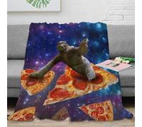 RJAVAGFZL 3D Printed Sloth flying Couch Blanket Microfiber Warm Soft Bedding Cosy Pizza slices cosmic Living Room Throw Thoughtful Gift for Parents Grandparents Family Members 40x50inch(100x130cm)