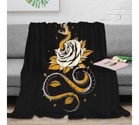 RJAVAGFZL 3D Printed Snake with rose Lounge Throw Microfiber Soft Warm Bedding Breathable Tattoo illustration Living Room Throw Premium Gift for Christmas Thanksgiving 60x80inch(150x200cm)