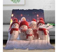RJAVAGFZL 3D Printed Snowman family Throw Blanket Microfiber Ultra Soft Warm Bedding Christmas decoration Lounge Throw Anti Static Non Pilling for Couples Families Guests 50x60inch(127x152cm)