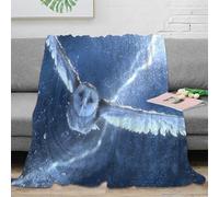 RJAVAGFZL 3D Printed Snowy owl Nap Blanket Microfiber Soft Warm Bedding Lightweight Fantasy night flight Home Blanket Compact for University Students Dorm Dwellers Young Adults 50x60inch(127x152cm)