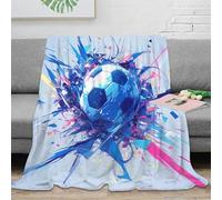 RJAVAGFZL 3D Printed soccer-ball-dynamic Bed Blanket Microfiber Ultra Warm Thermal Bedding Soft vibrant-art Cosy Throw Machine Washable No Shedding for Men Women Kids Households 80×90inch(200x230cm)