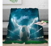 RJAVAGFZL 3D Printed Soccer ball Throw Blanket Microfiber Warm Thermal Bedding Soft Stadium night scene Warm Blanket for Holiday Celebrations Birthday Anniversary 50x60inch(127x152cm)