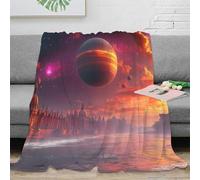 RJAVAGFZL 3D Printed space planet Home Blanket Microfiber Ultra Soft Warm Bedding sci-fi cosmic scene Lounge Throw Machine Washable No Shedding for Kids Adults Families 40x50inch(100x130cm)